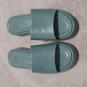 Green platform sandals